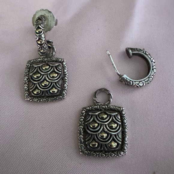 John Hardy Two-Tone Naga Square Hoop Earrings - Rare Find - Picture 5 of 5